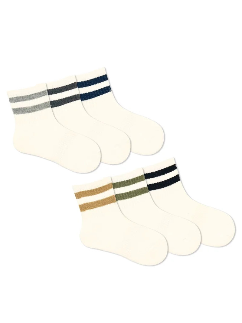Wonder Nation Boys Sport Mid-Crew Socks, 6-Pack, Sizes S-L | Walmart (US)