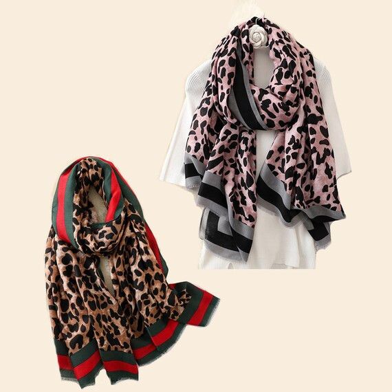 Leopard Print Scarves for Women | Bright Summer Scarf Hair Wraps Stole Beach Cover Fashion Access... | Etsy (US)