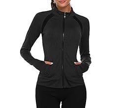 Women's Slim Fit Yoga Workout Jacket Full Zip Thumb Hole Pockets Track Outerwear S-XXL | Amazon (US)