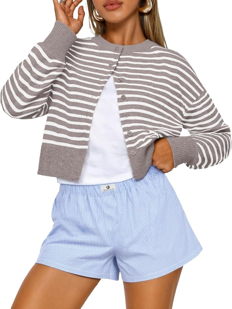 Trendy Queen Cropped Cardigan Sweaters for Women Lightweight Crop Knit Y2k Fall Outfits Fashion C... | Amazon (US)