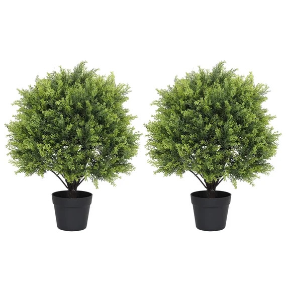 Poetree 24'' Artificial Cedar Topiary Ball Tree 2-Pack Faux Shrub Bush Trees for Decor | Walmart (US)