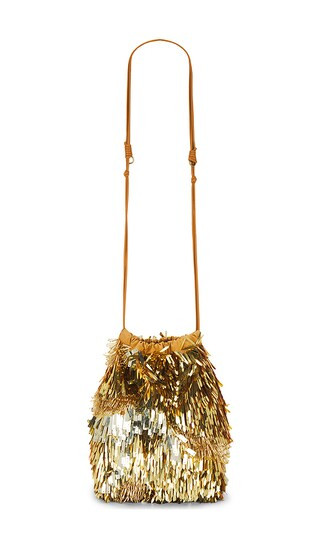Celeste Paillette Drawstring Bag in Gilt | Revolve Clothing (Global)