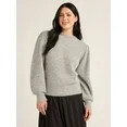 Free Assembly Women’s Beaded Sweater with Puff Sleeves, Midweight, Sizes XS-XXXL | Walmart (US)
