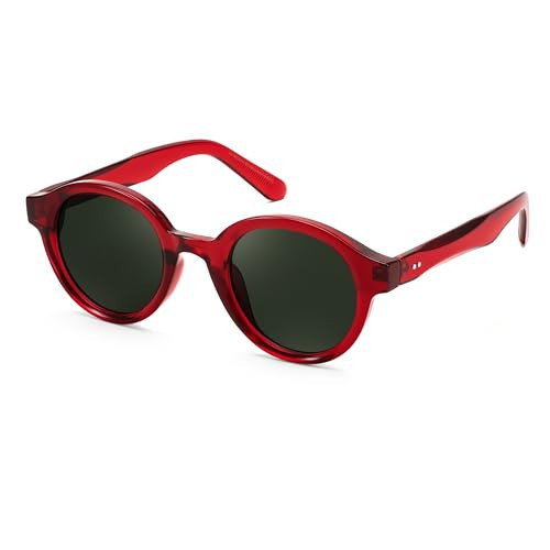 FEISEDY Retro Round Red Sunglasses for Women Men UV400 Protection Classic Circle Frame Sun Glasses B0244 | Amazon (US)