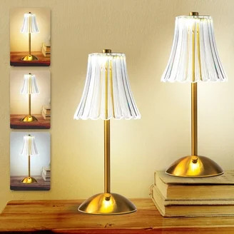 My Texas House 13" Brass Metal Rechargeable Cordless Table Lamp | Walmart (US)