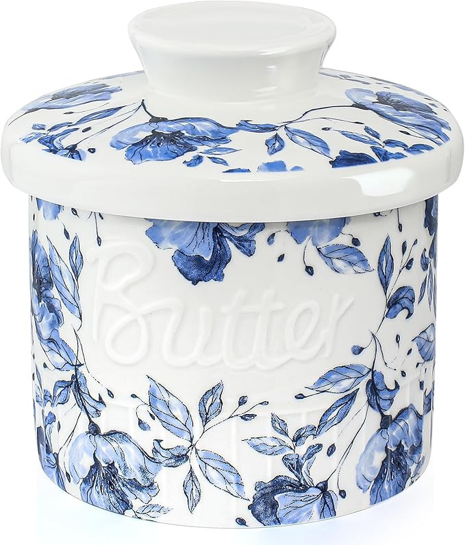 Butter Crock, French Butter Dish with Lid, Ceramic Butter Keeper for Countertop, 6.35OZ Butter Co... | Amazon (US)