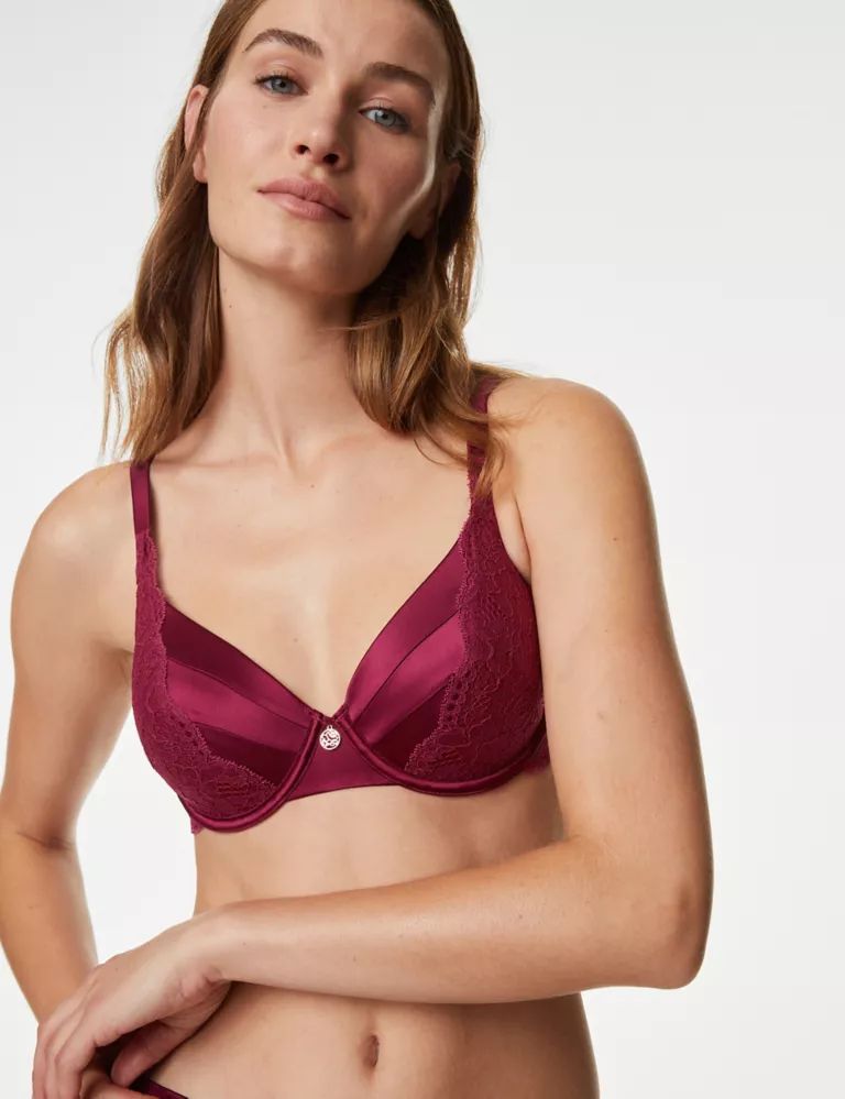 Lace Wired Full Cup Bra With Silk A-E | Marks & Spencer (UK)