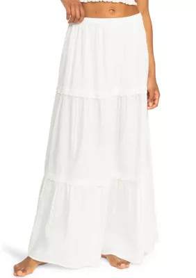 Roxy Women's Beachside Maxi Skirt, White, Large | Belk