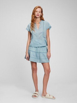 Lace Embroidered Peplum Popover Top | Gap (US)