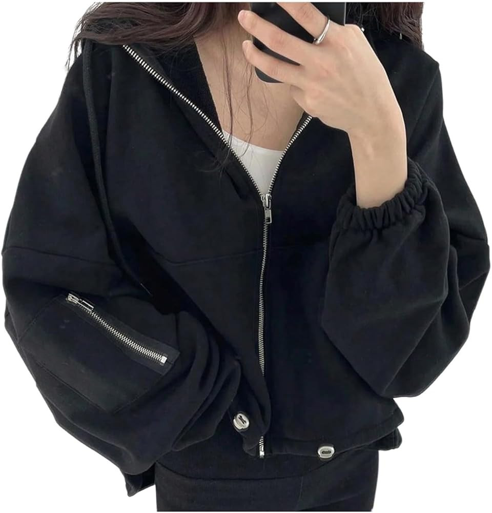GORGLITTER Women's Oversized Zip Up Hoodie Baggy Long Sleeve Cute Comfrt Fall Travel Hoodie with ... | Amazon (US)