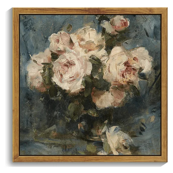 10x10in Natural Framed Flower Framed Wall Art Vintage Classic Retro Floral Wall Prints Modern Far... | Walmart (US)