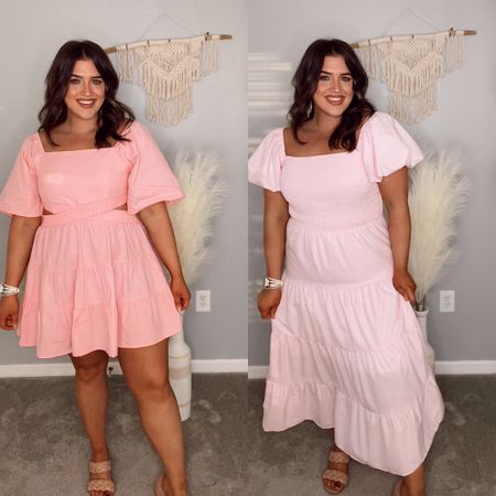 Midsize Galentine’s dress on Amazon 💘
Peach pink mini dress, light baby pink maxi dress 
Left: XL 
Right: L, need XL
#midsizeoutfits #valentines #galentines #datenight #springoutfit #vacationoutfit #dresses #maxidress #minidress #pufflsleeve #heels 

#LTKcurves #LTKFind #LTKstyletip