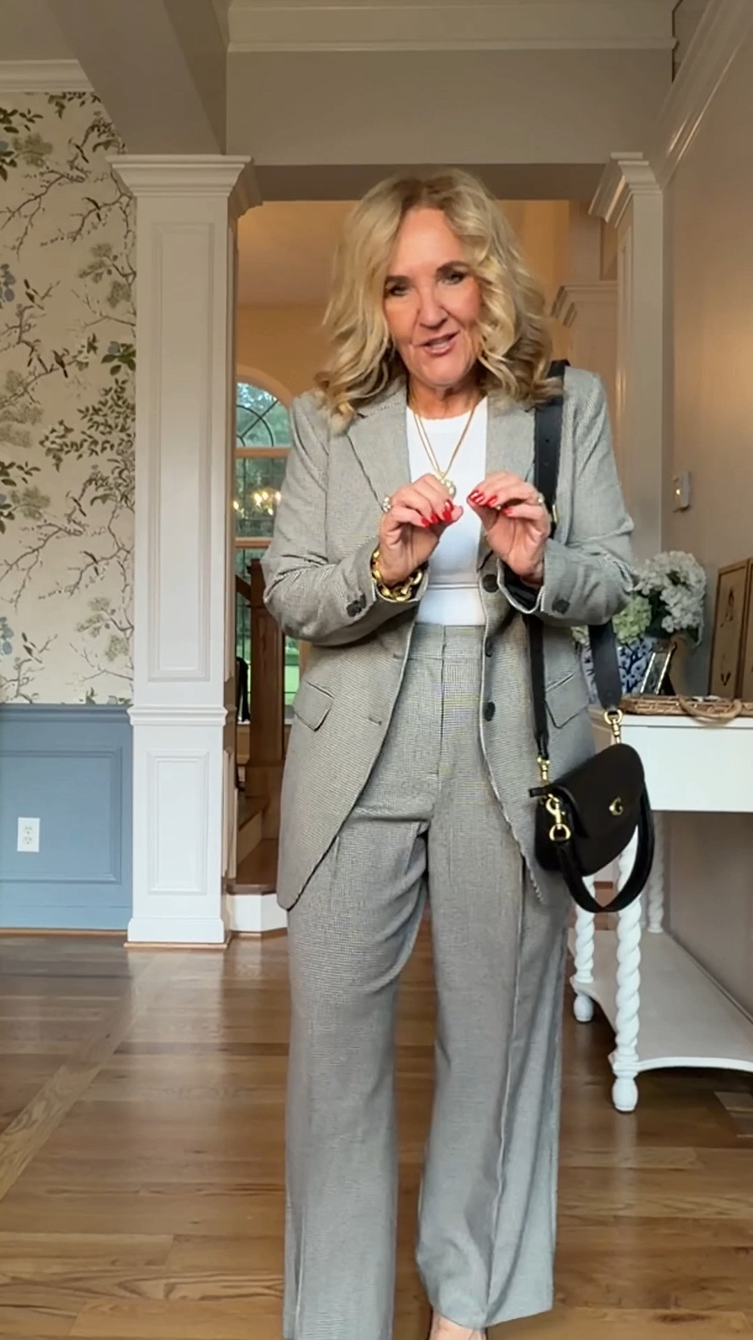 Wearing size 8 petite in both the blazer in the pants. It’s a super soft fabric and very comfortable. Think outside the box for your travel outfits. If you’re traveling to a city this fall, get this suit as the base of your travel capsule where it with sneakers, where to dinner with heels where the pants with a casual sweater where the blazer with a pair of jeans you get the picture
My Coach bag is on sale at Nordstrom anniversary sale and is available in four colors

#LTKOver40 #LTKPetite #LTKWorkwear