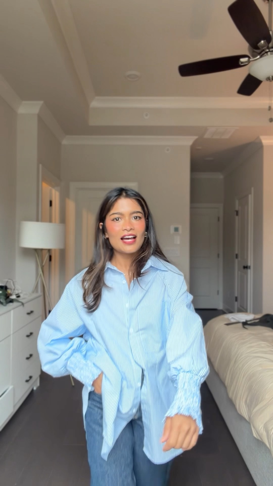 Mom everyday or work outfit for Spring:

Wearing:
 size 14 in jeans (I’m 4’11” and usually wear petites size 0-2/34/25 in jeans)
Size small in oversized blue and white striped shirt. Can definitely size down to xs  



#amazon #oldnavy 

#LTKmomlife #LTKPetite #LTKootd