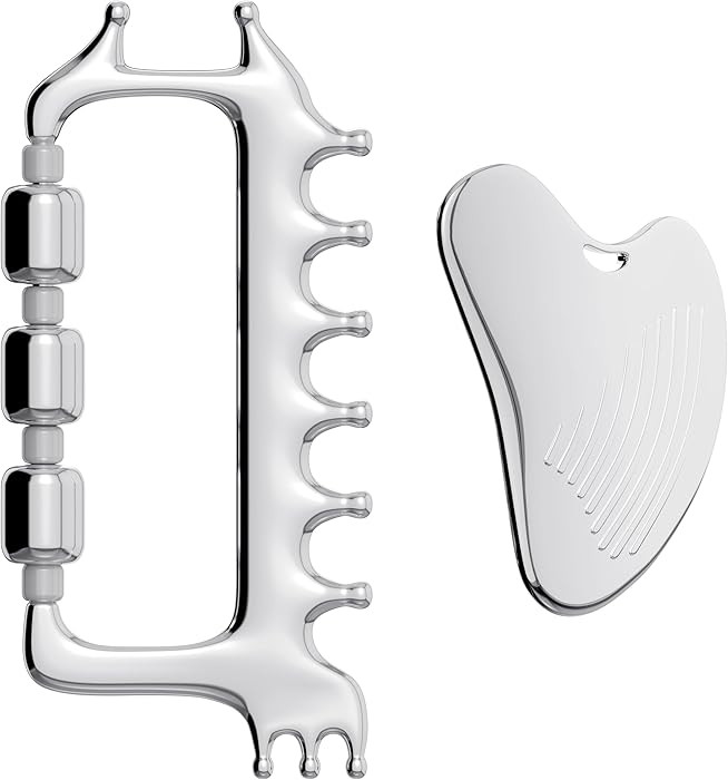 Yeamon Gua Sha Facial Tools & Massager Set, Stainless Steel Skin Care Tools for Face and Body, 3-... | Amazon (US)