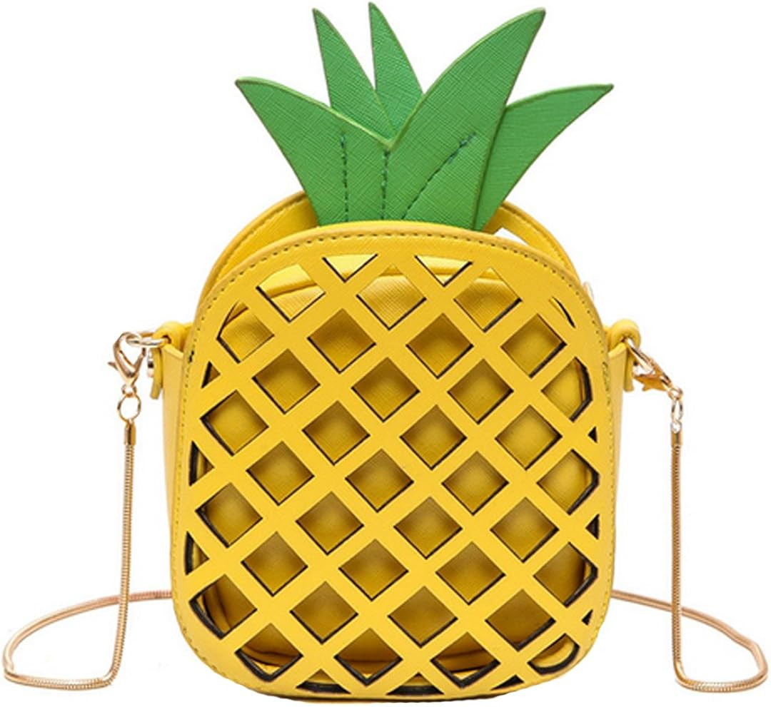 Van Caro Pineapple Shape Hollow Out Purse, Women Chain Crossbody Pu leather Fruit Bag | Amazon (US)