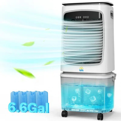 1800CFM Evaporative Air Cooler with 6.6 Gal Tank & 4 Ice Packs, Portable Swamp Cooler | Wayfair North America