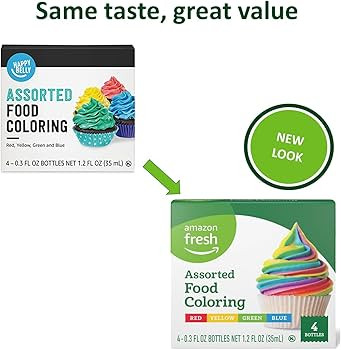 Amazon Fresh, Assorted Food Coloring, 1.2 Fl Oz (Pack of 4) (Previously Happy Belly, Packaging Ma... | Amazon (US)