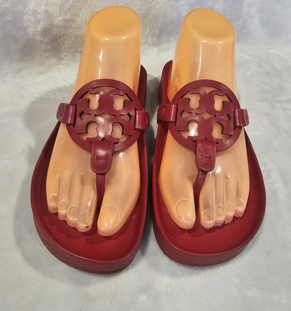 Tory Burch Miller Cloud Thong Leather Sandals Brick Red Size 6.5 Authentic | eBay US