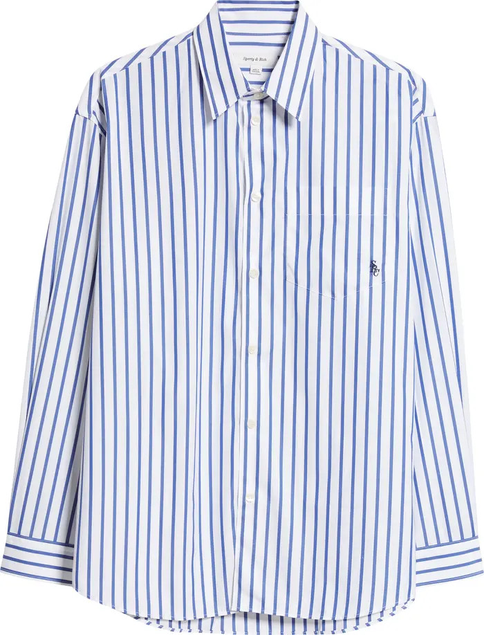 Sporty & Rich Stripe Cotton Button-Up Shirt | Nordstrom | Nordstrom