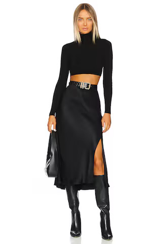 Selina Crop Turtle Neck Knit | Black Knit Top | Black Long Sleeve Top Cropped Sweater Top | Revolve Clothing (Global)