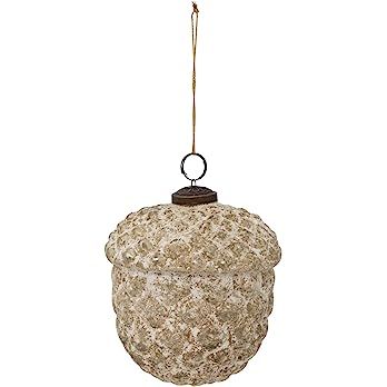 Creative Co-Op Embossed Glass Acorn Ornament, Heavily Distressed White Finish | Amazon (US)
