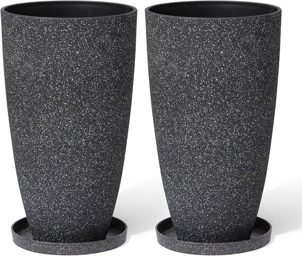 LA Jolie Muse Tall Outdoor Planters with Soil Saver Shelves，Large Planters for Outdoor Plants w... | Amazon (US)