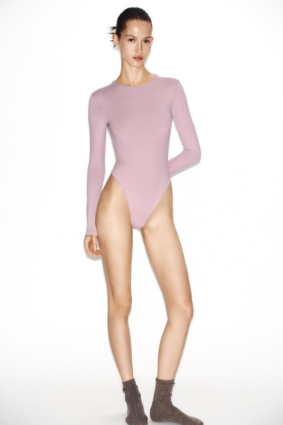 LONG SLEEVE POLYAMIDE BODYSUIT | Zara US