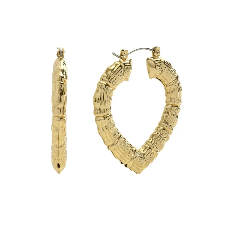 Madden NYC Women's Fashion Gold Tone Heart Hoop Earrings | Walmart (US)