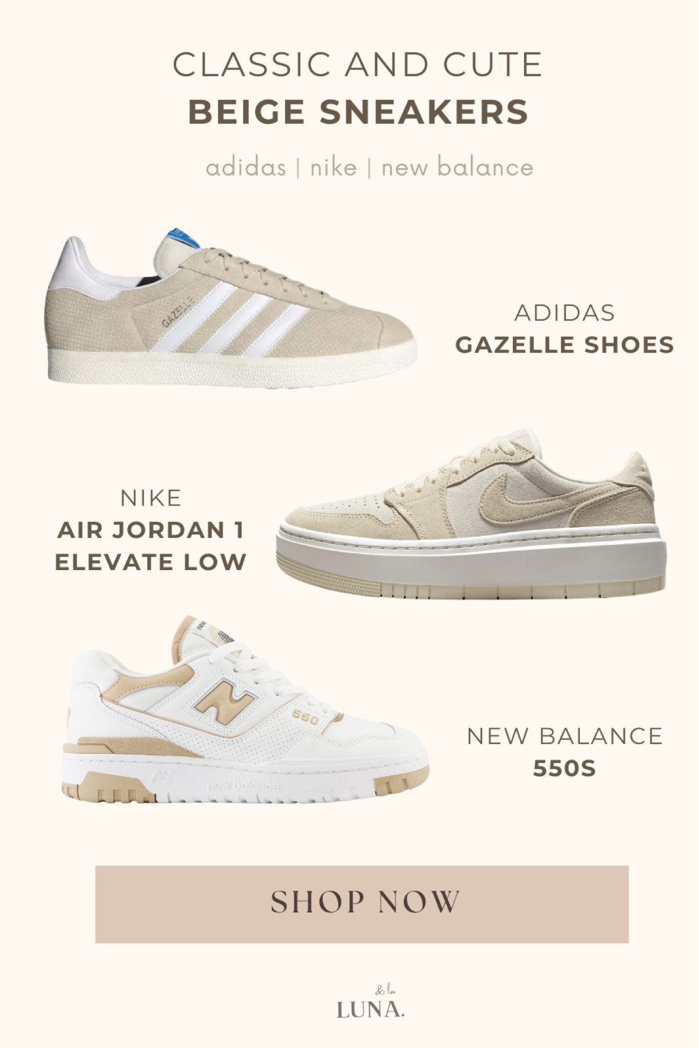 The cutest beige and neutral sneakers are on sale now! Get all your favorite kicks like the adidas gazelles, nike air jordan 1s and new balance 550s in the most popular and cutest colors!

#LTKSpringSale #LTKshoecrush #LTKstyletip