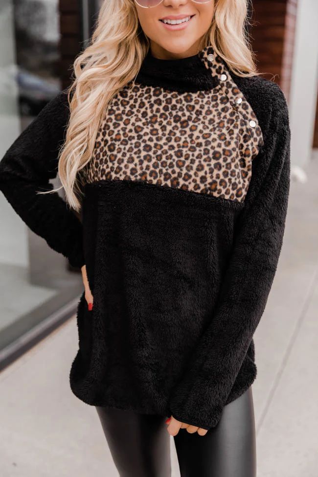 Season Of Love Leopard/Black Pullover | The Pink Lily Boutique
