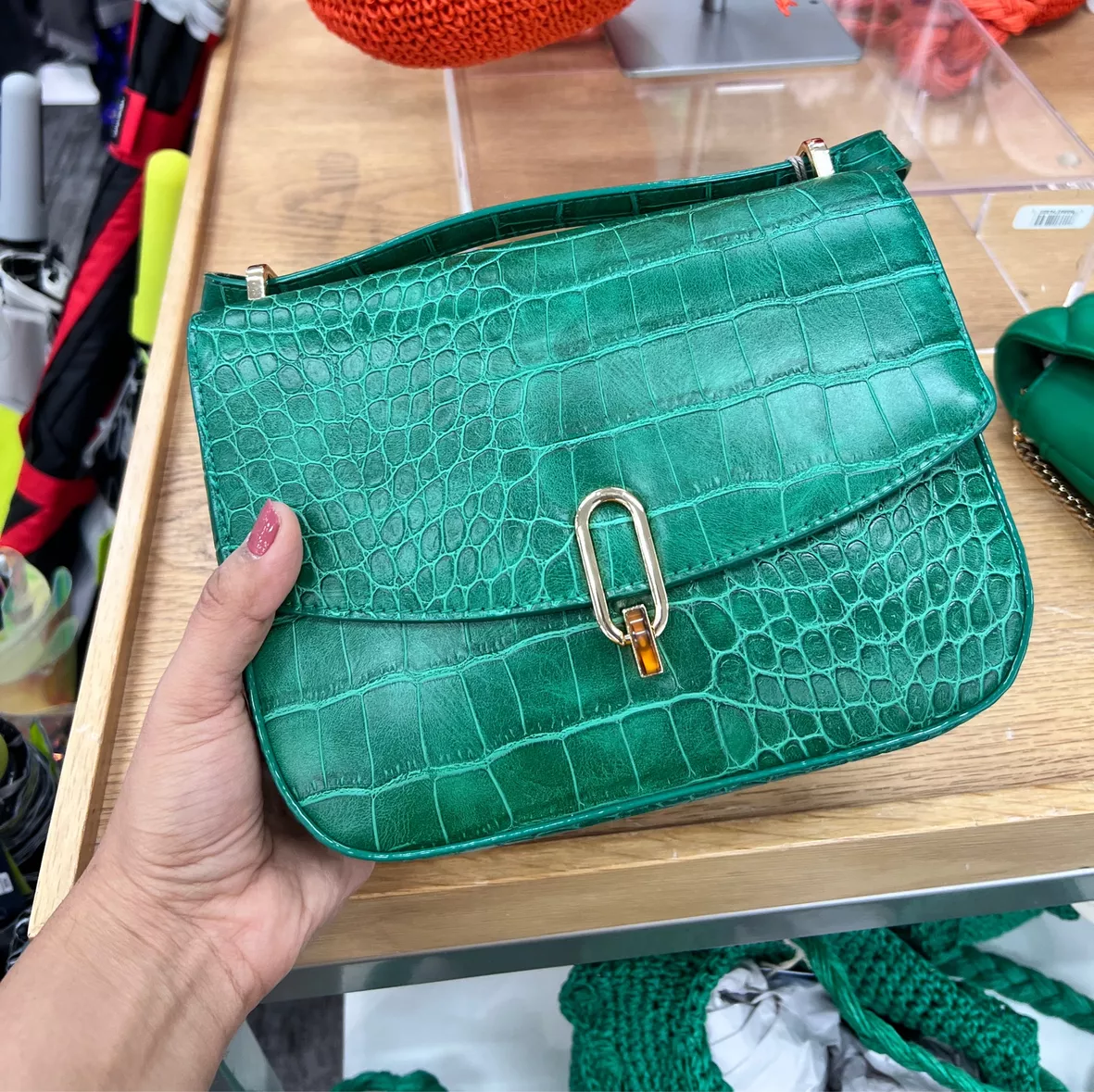 Crocodile Print Refined Crossbody Bag - A New Day™ Green : Target
