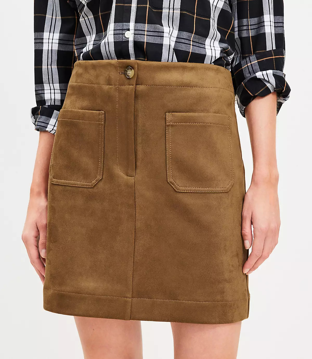 Faux Suede Patch Pocket Mini Skirt | LOFT