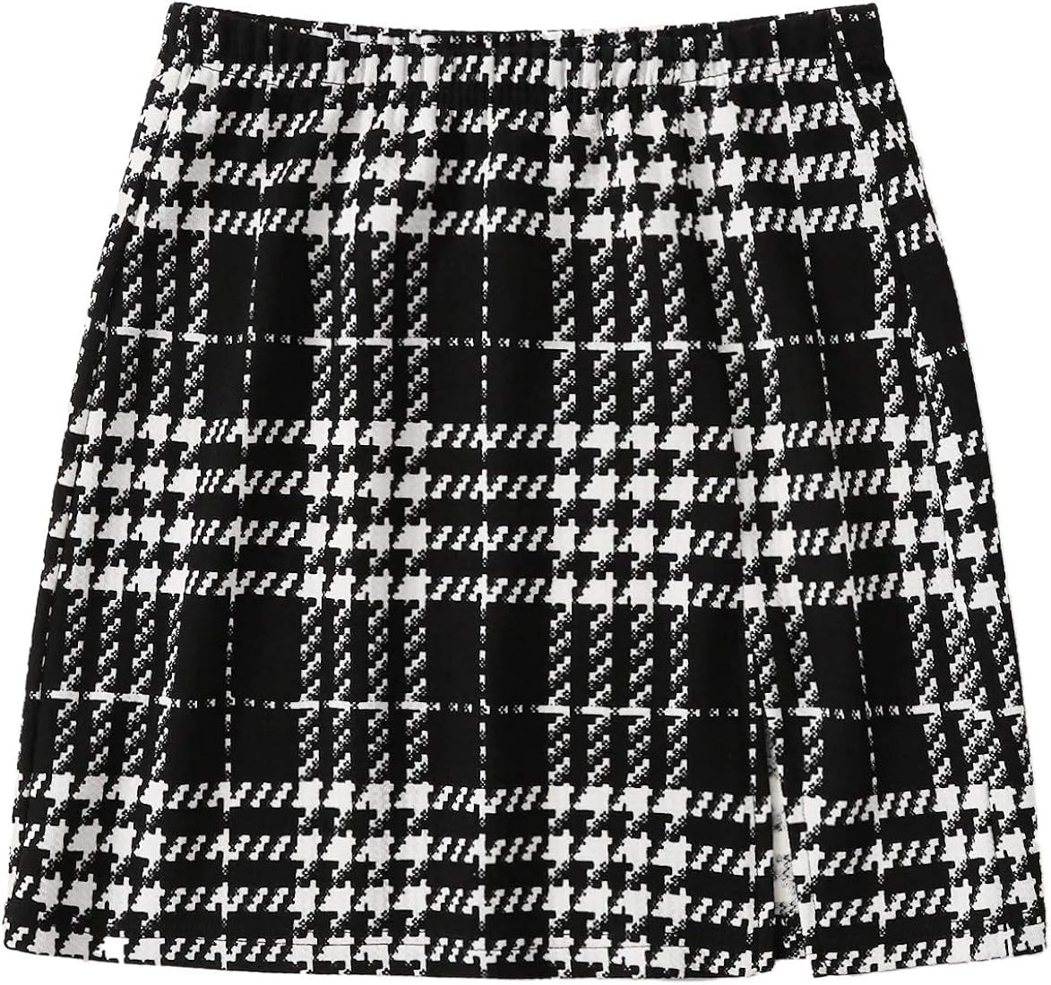 SheIn Women's Basic Stretch Plaid Mini Bodycon A-Line Pencil Skirt | Amazon (US)