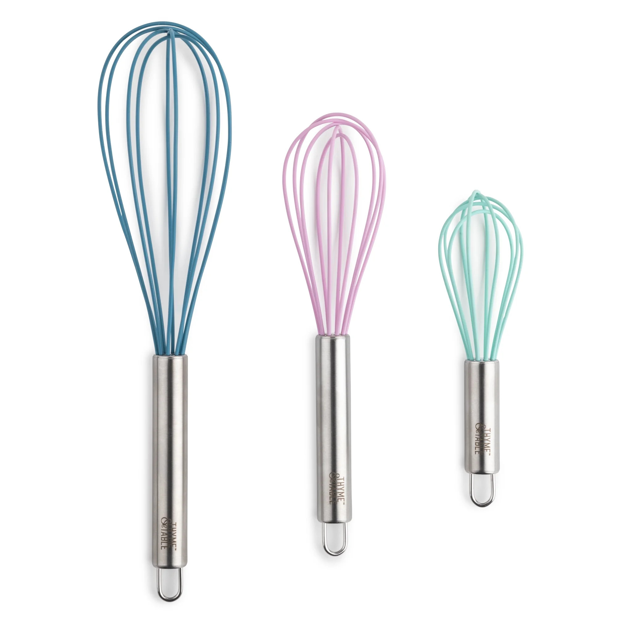 Thyme & Table Silicone and Stainless Steel Whisks, 3 Piece Set - Walmart.com | Walmart (US)