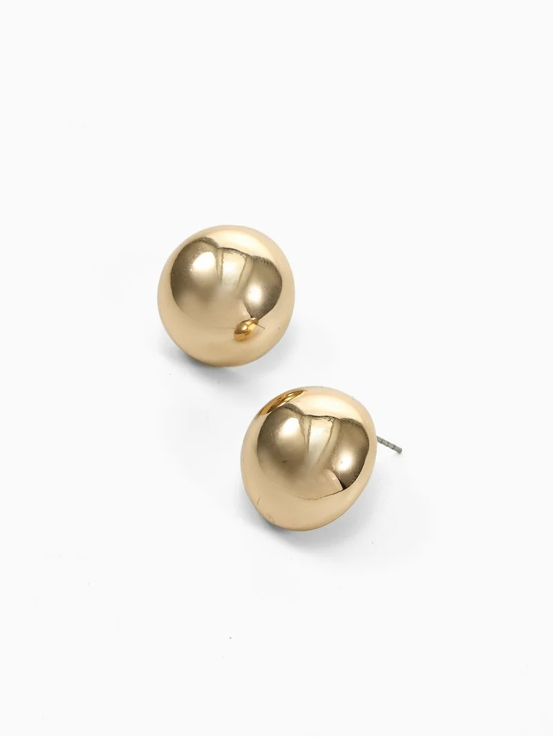 Time and Tru Goldtone Dome Button Stud Earring, 1 Pair | Walmart (US)