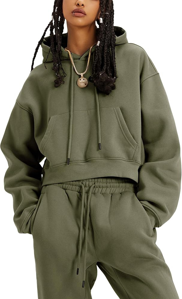 UANEO Women 2 Piece Outfits Sweatsuit Hoodie Sweatshirt Jogger Sets Lounge Tracksuit Set | Amazon (US)