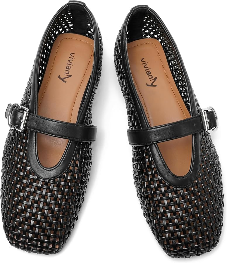 vivianly Mesh Ballet Flats Shoes for Women Flats Comfortable Dressy Round Toe Mesh Flats Fishnet ... | Amazon (US)