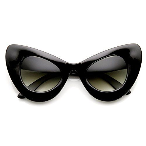 zeroUV - High Fashion Bold Oversized Women's Cat Eye Sunglasses (Black) | Amazon (US)