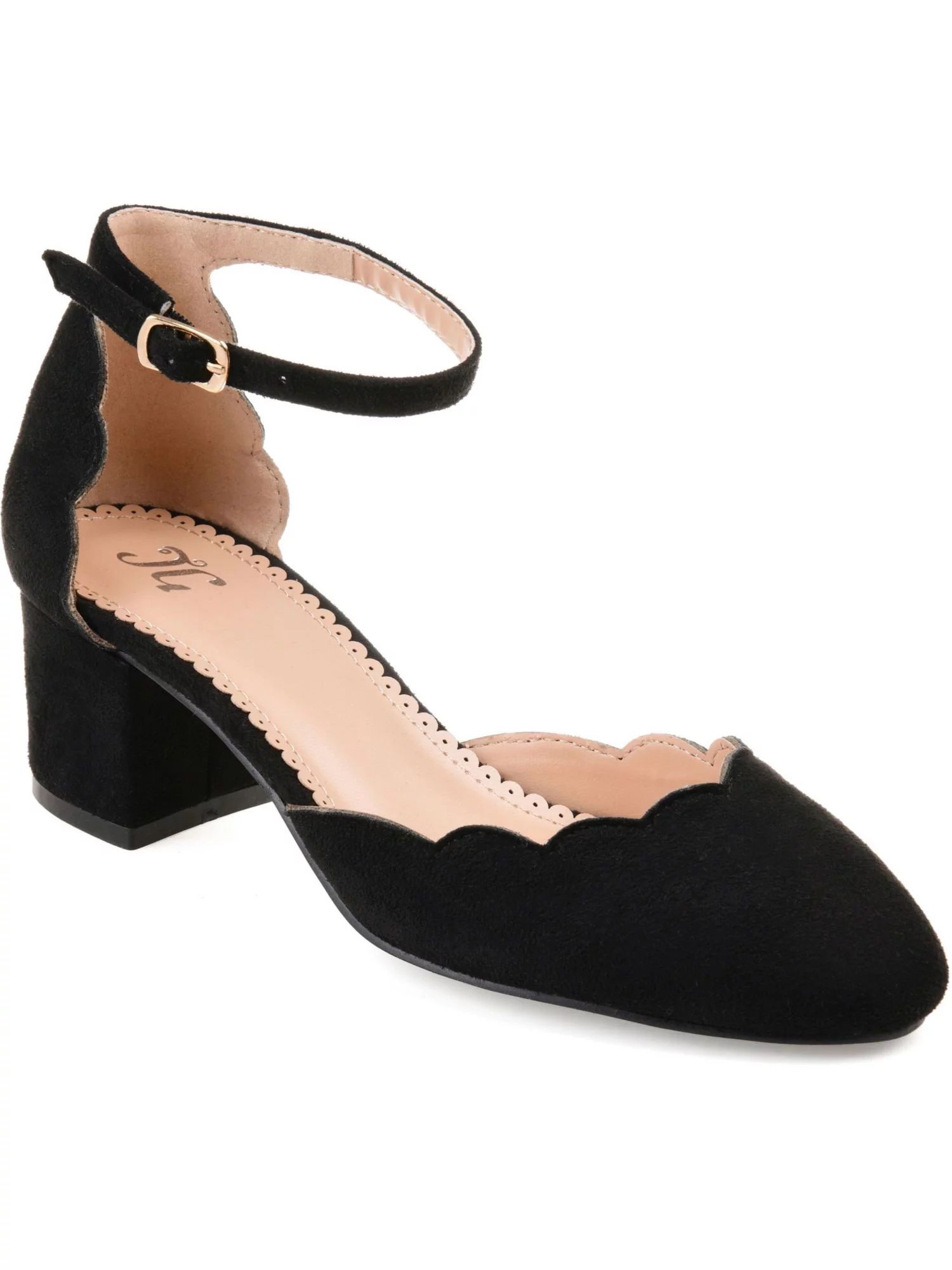 JOURNEE COLLECTION Womens Black Ankle Strap Edna Round Toe Block Heel Buckle Dress Pumps 8.5 - Wa... | Walmart (US)