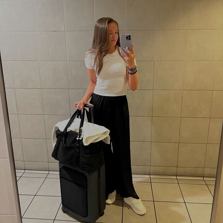 Easy travel outfit 🌎✈️
Size M tshirt, pants are Zara size M
Shoes size up 1/2 size 

#LTKunder100 #LTKSeasonal #LTKtravel