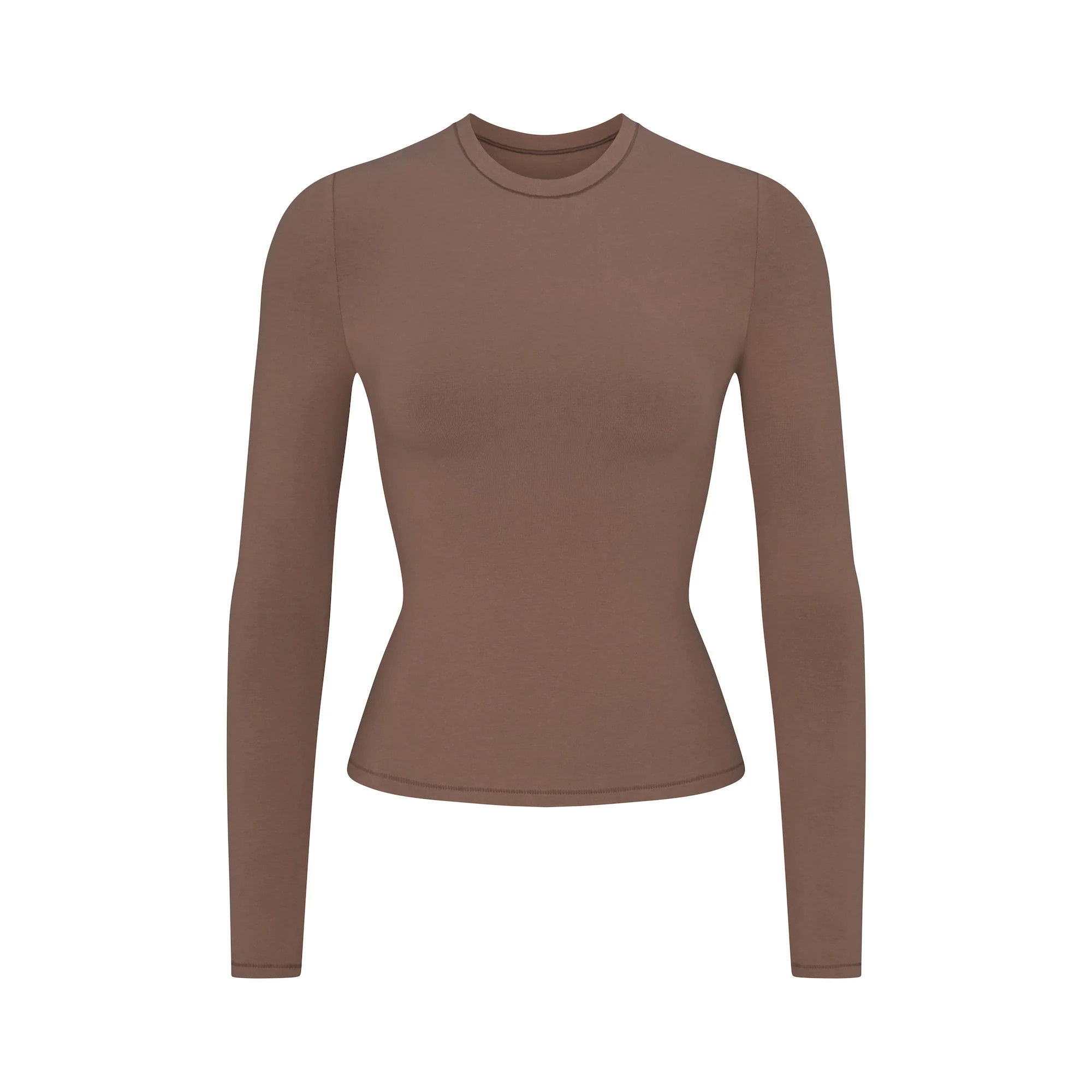 COTTON JERSEY LONG SLEEVE T-SHIRT | TRUFFLE | SKIMS (US)
