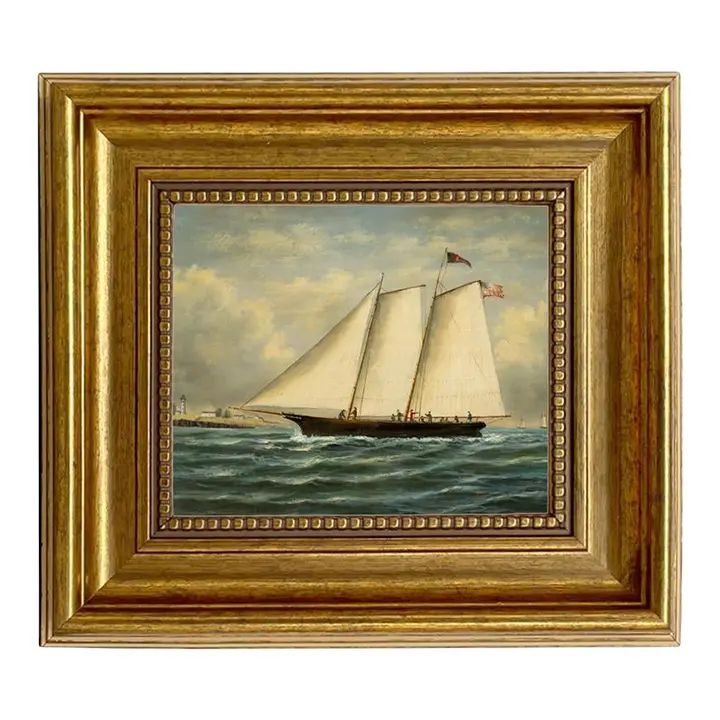 America First Winner America Cup Framed Oil Painting Print on Canvas in Antiqued Gold Frame | Chairish