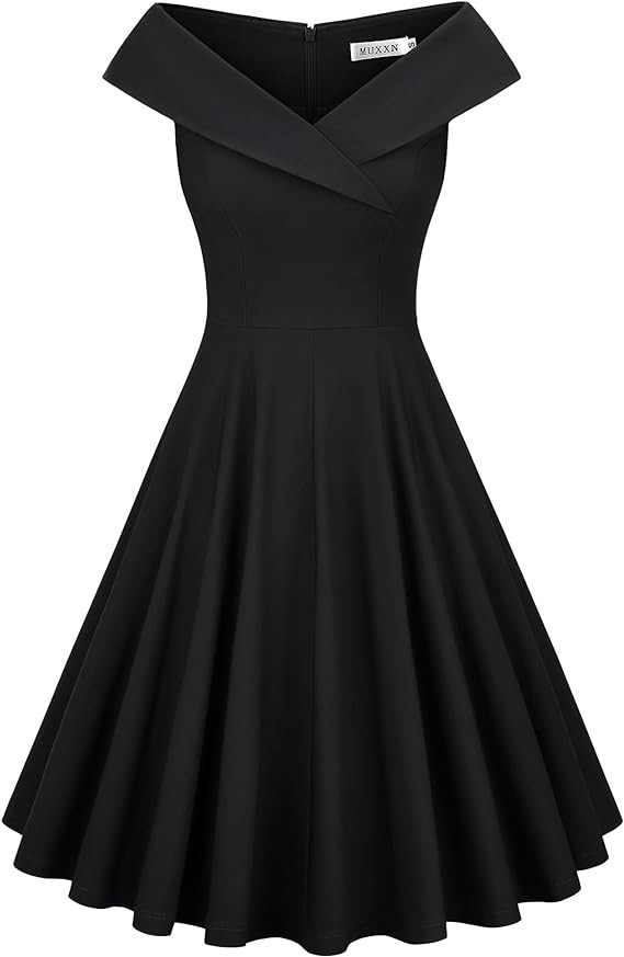 MUXXN Women's 1950s Retro Vintage Sleeveless V Neck Midi Cocktail Swing Dress | Amazon (US)