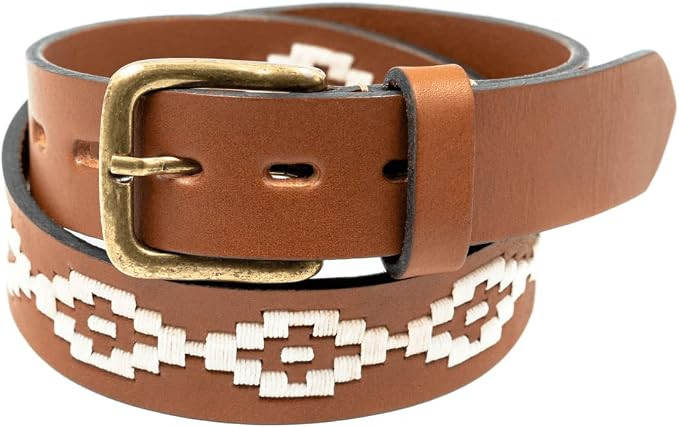 GauchoLife Embroidered Leather Polo Belt – Hand-Stitched Gaucho Style Golf Belt for Men | Amazon (US)