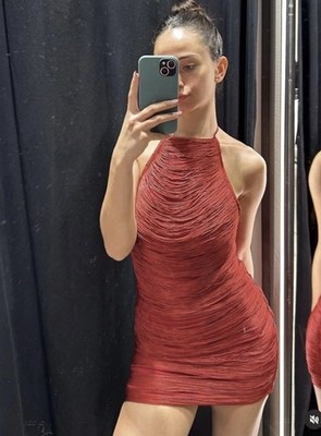 ZARA NEW WOMAN SS25 $99 SHORT HALTER FRINGE DRESS CHERRY RED | 4772/283 SIZE S | eBay UK