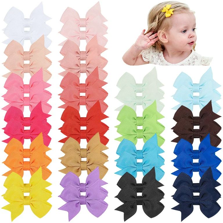 2-inch Baby Hair Bows Clips for Girls Grosgrain Ribbon Fully Lined Infant Hair Accessories for Ba... | Walmart (US)