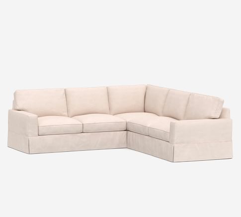 PB Comfort Roll Arm Slipcovered 3-Piece L-Sectional | Pottery Barn (US)