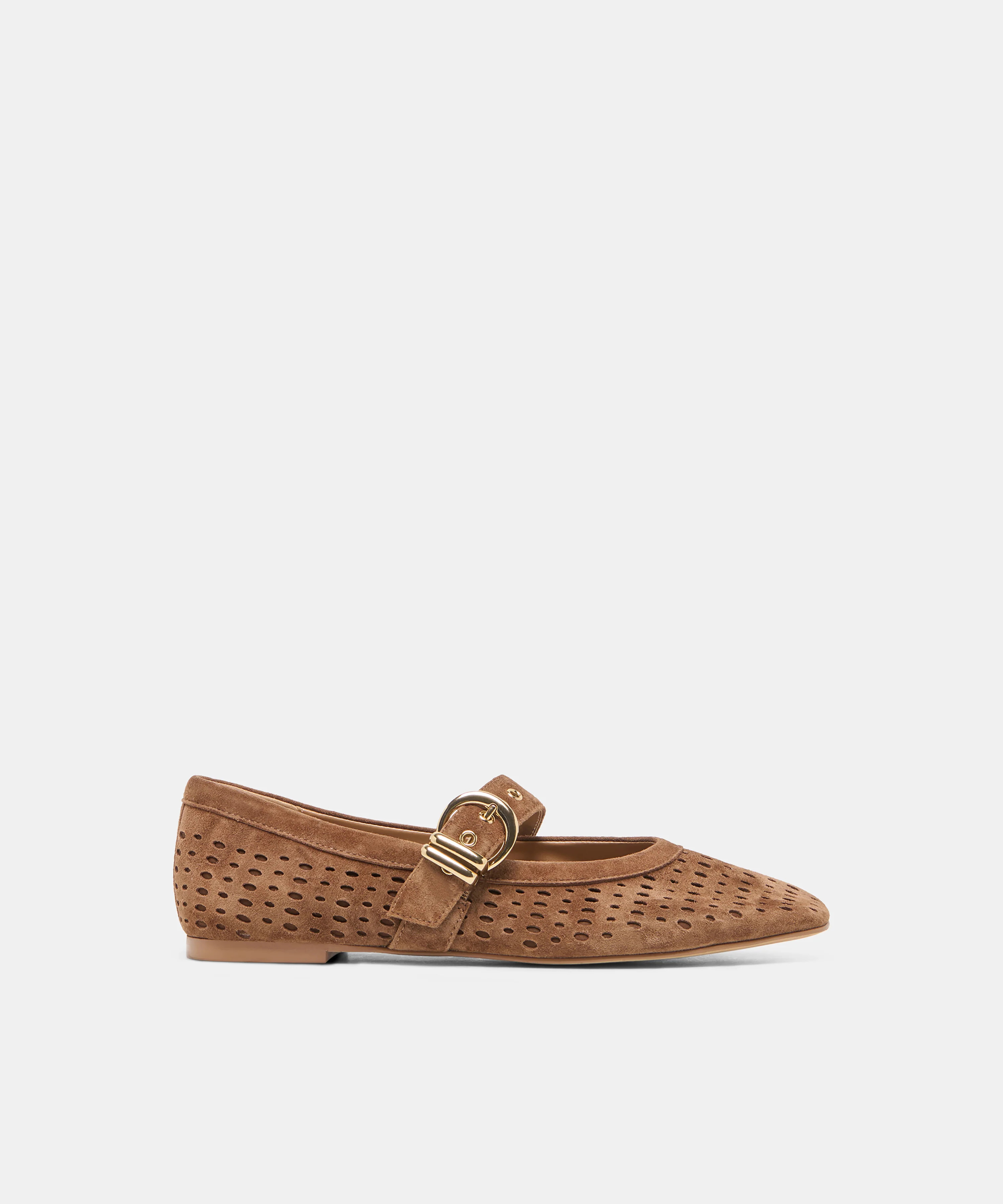 Mikela Ballet Flats in Cocoa Perforated Suede Size 10.5 By Dolce Vita | DolceVita.com