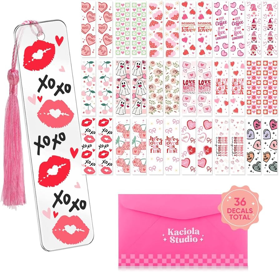 Kaciola 36 Sheets Valen-Tine UV DTF Bookmark Wraps, Acrylic Bookmark Blanks UV DTF Stickers, Wate... | Amazon (US)